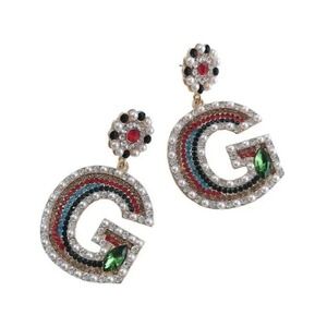 Statement G Earrings Rainbow Pearl Rhinestone Dangle‎ Drop Earrings